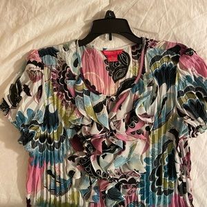 Floral design, short sleeve multicolored blouse💜